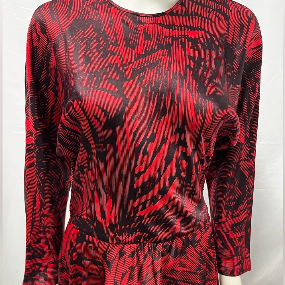 VTG 80s Debora Kuchme 100% Silk Red Satin Backless Midi Cocktail Party Dress - Picture 6 of 15